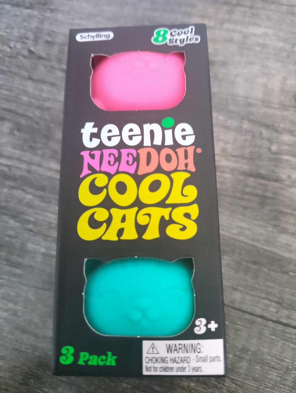 ✨ Authentic Teenie Needoh Cool Cats 3-Pack - Pink Purple & Teal